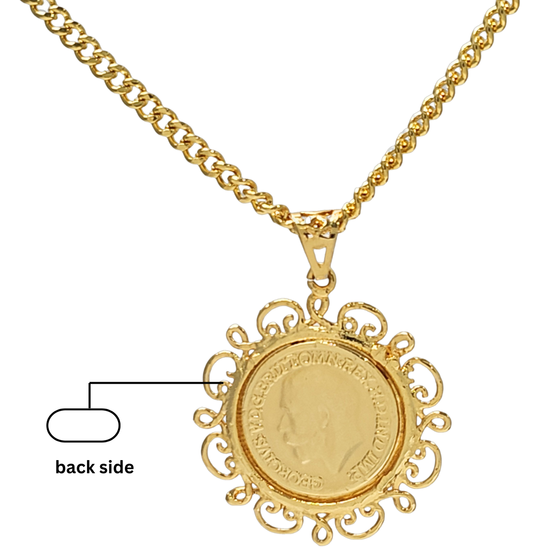 18K Gold Filled Tarnish Proof Sovereign Pendant Necklace