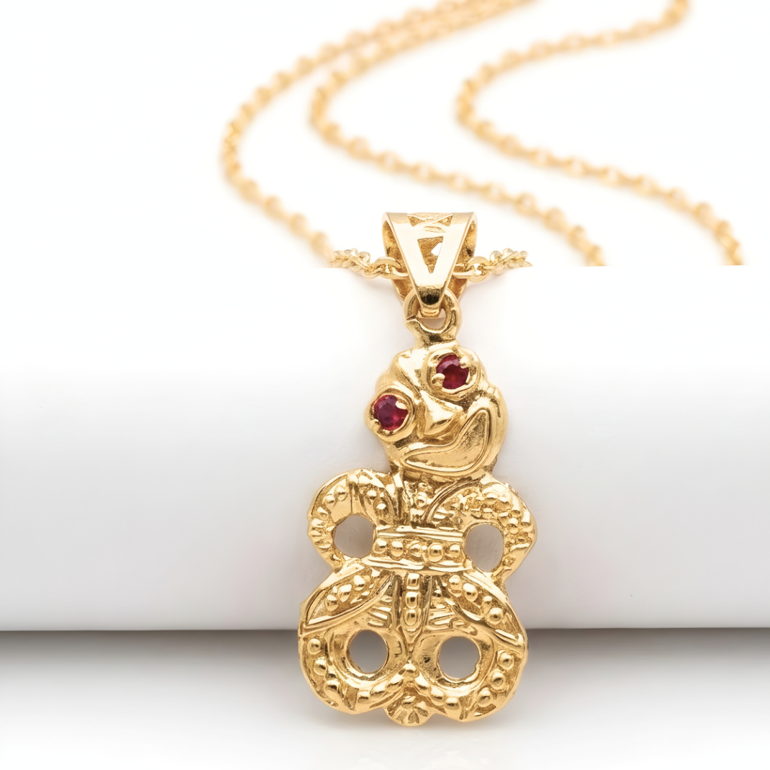 18K Gold Filled Māori Hei Tiki Pendant Necklace