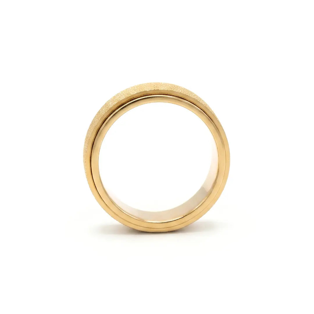 Tarnish-Proof Spinner Ring – Textured Fidget Ring with Polished Edges (US Size 10)