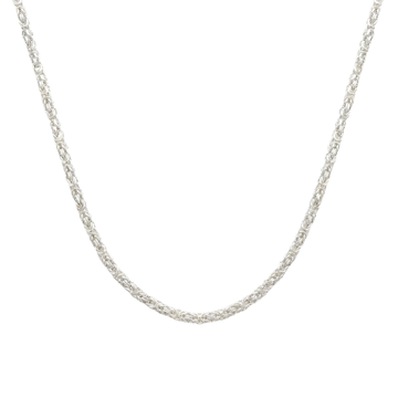 Silver Byzantine Rhodium Plated Chain Necklace (60cm) – Intricate Interlocking King's Link Chain for Men & Women