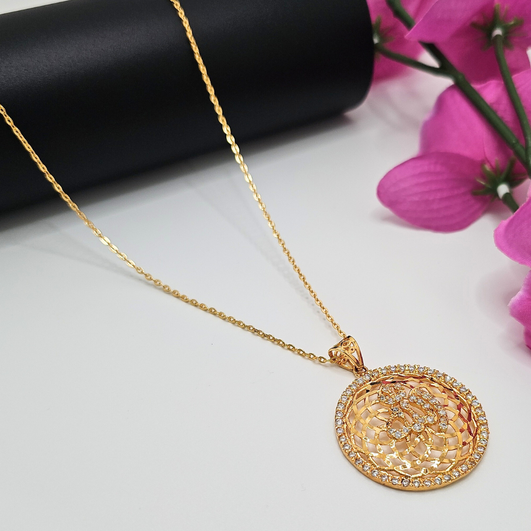 18K Gold Filled ALLAH Pendant CZ Necklace