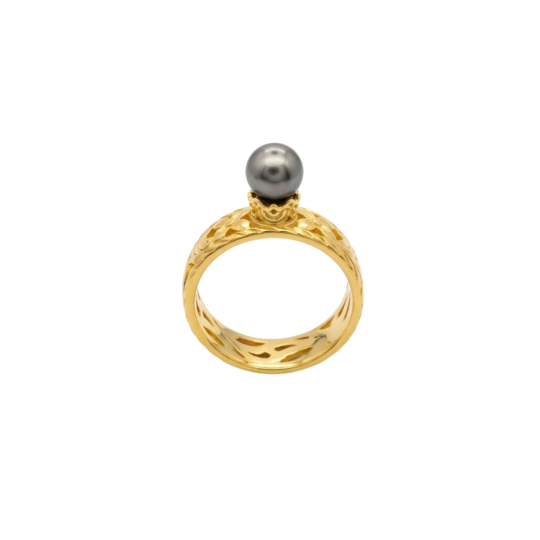 14K Gold Filled Hawaiian Black Pearl Ring