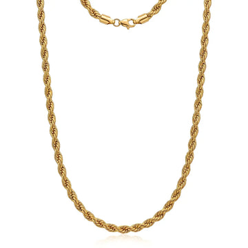 60CM x 7MM 18K Gold Filled Rope Chain Necklace | Tarnish-Proof Unisex Jewelry