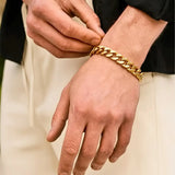 18K Gold Filled Cuban Link Chain Bracelet 20cm x 12mm