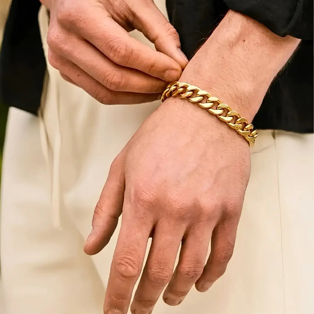 18K Gold Filled Cuban Link Chain Bracelet 20cm x 12mm