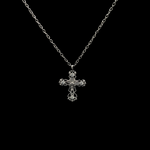 Load image into Gallery viewer, Silver Rhodium Plated Cross with CZ
