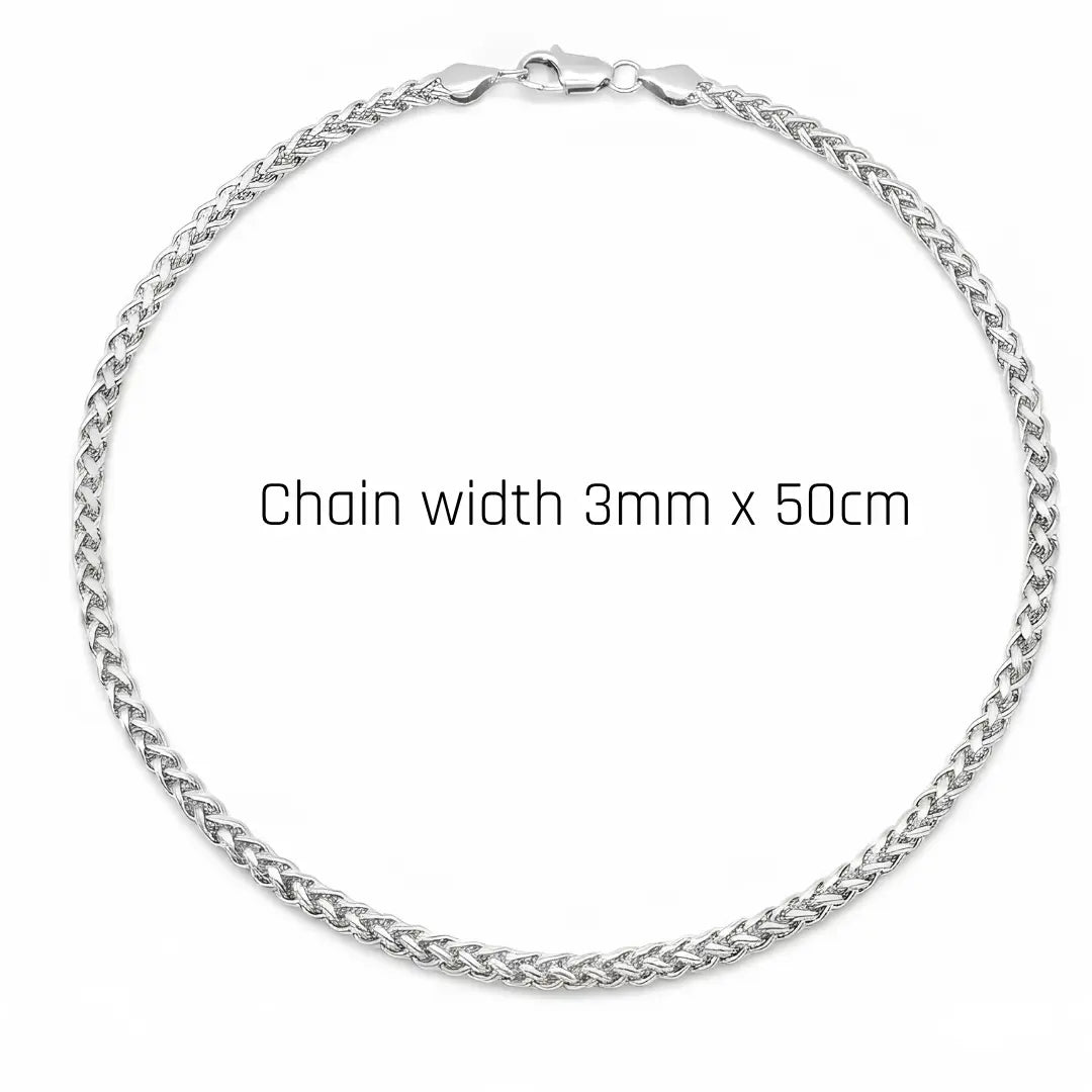 Gold & Silver Tone Wheat Spiga Chain Necklace – 3mm, 50cm Woven Braided Chain