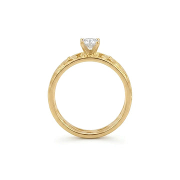 18K Gold Filled Heirloom Filigree Engagement Ring – Hawaiian Scroll CZ Solitaire Ring for Women