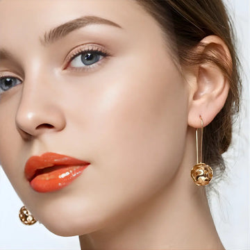 18K Gold Filled Filigree Ball Drop Earrings (35mm)