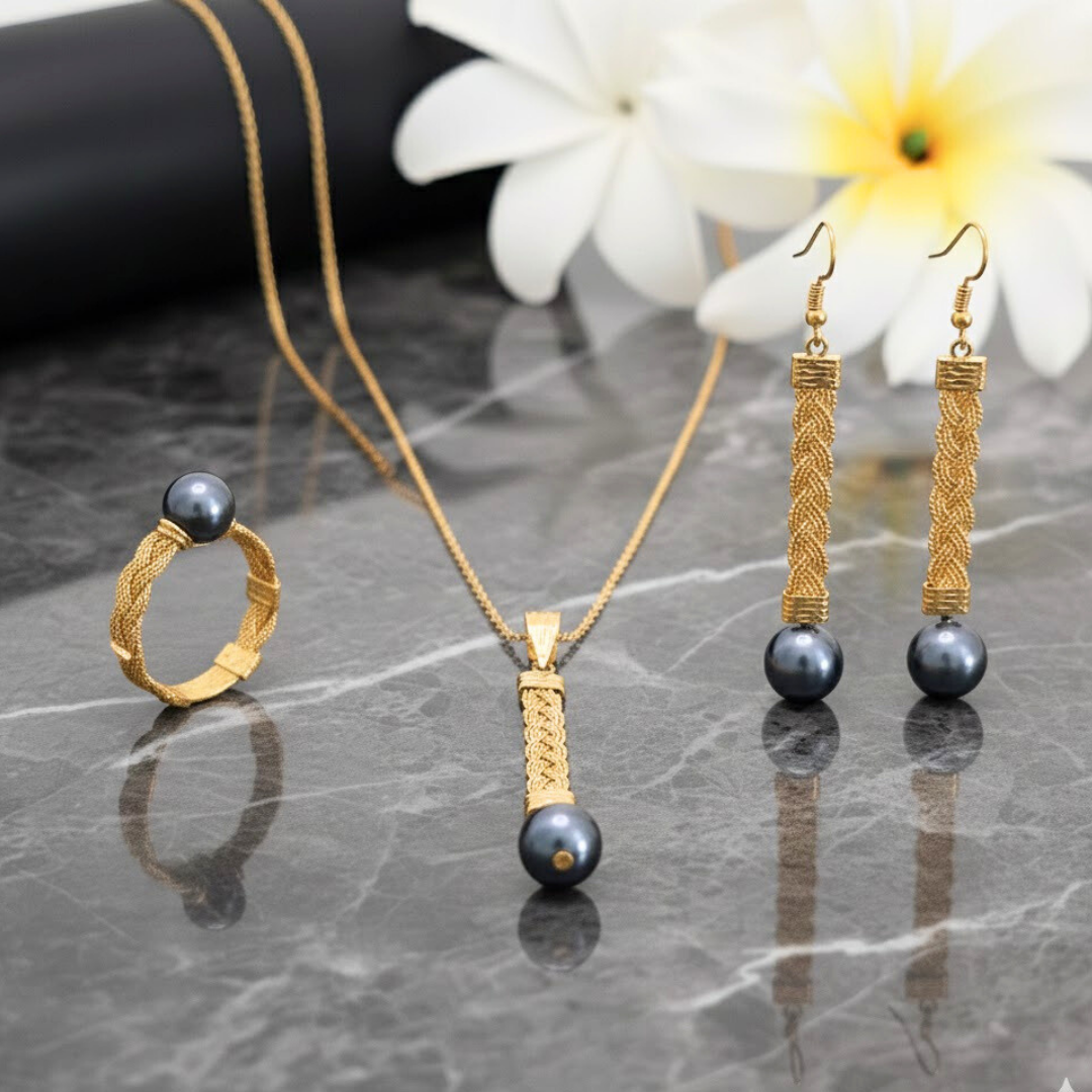 18K Gold Filled Hawaiian Pearl Set with Ring