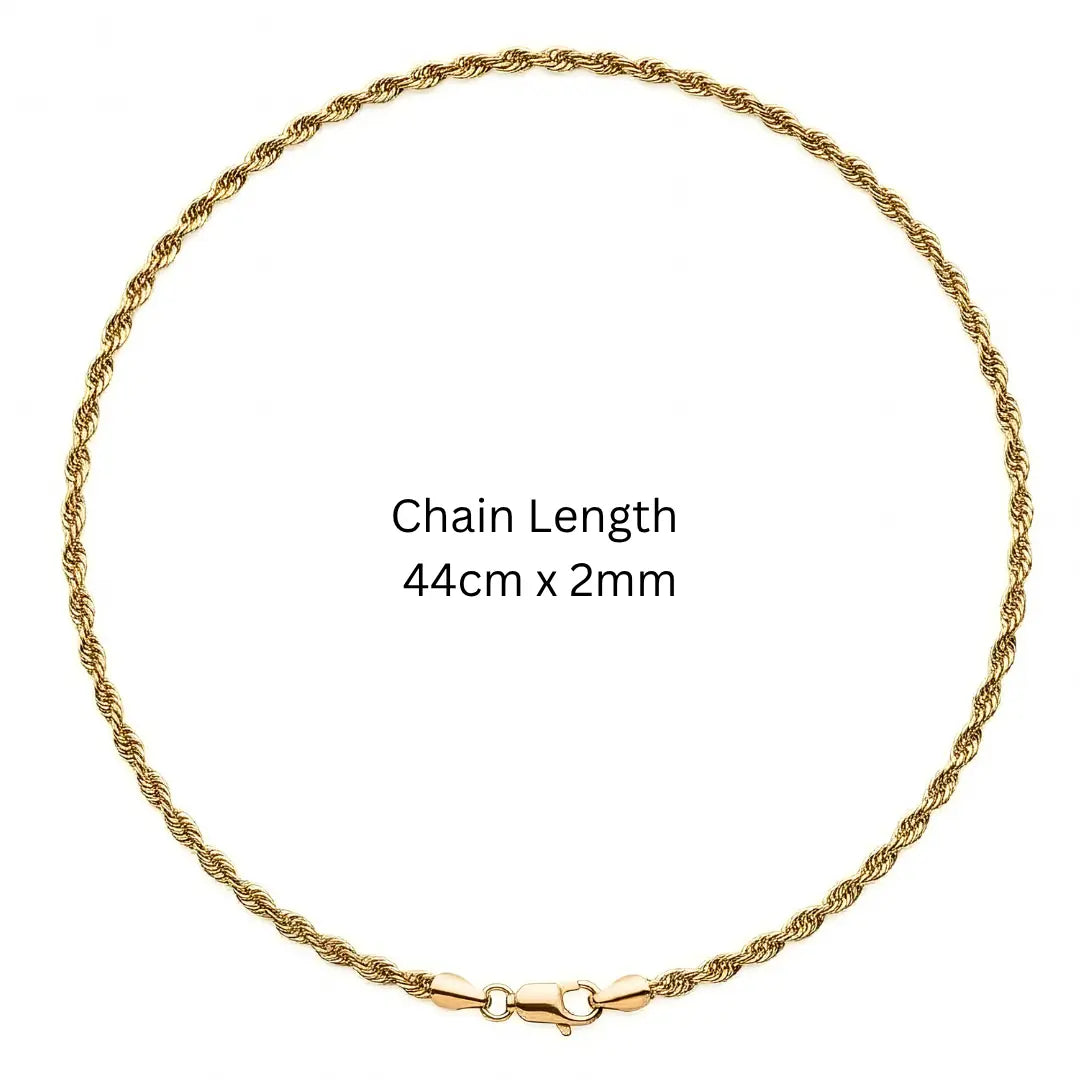 18K Gold Filled 60CM x 2MM Thin Diamond-Cut Rope Chain Necklace – Dainty Twisted Gold Chain for Men & Women