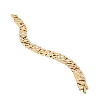 18K Gold Filled Geometric Cuban Link Diamond Bracelet – Pyramidal Pavé CZ Bracelet