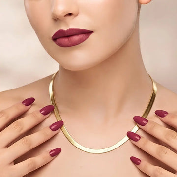 Premium 56CM X 5mm Flat Herringbone Snake Chain Necklace - 18K Gold Plated -  - Unisex Jewelry