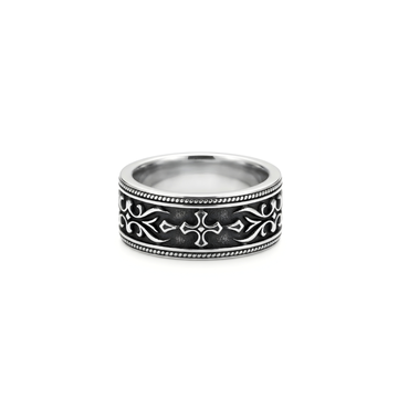 Stainless Steel  Black Viking Mens  Ring