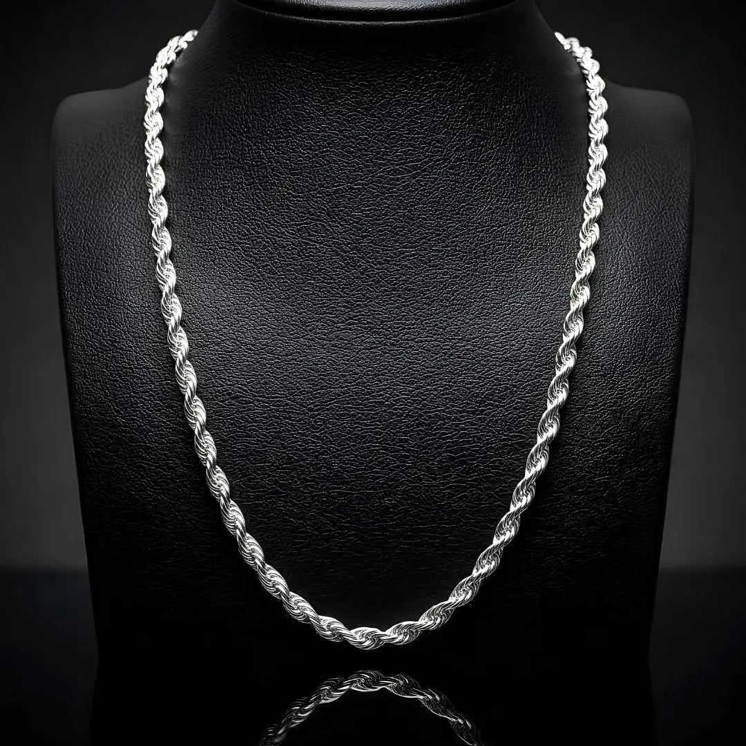 Unisex 48CM X 5MMTarnish-Proof Silver Rope Chain Necklace - Stainless Steel