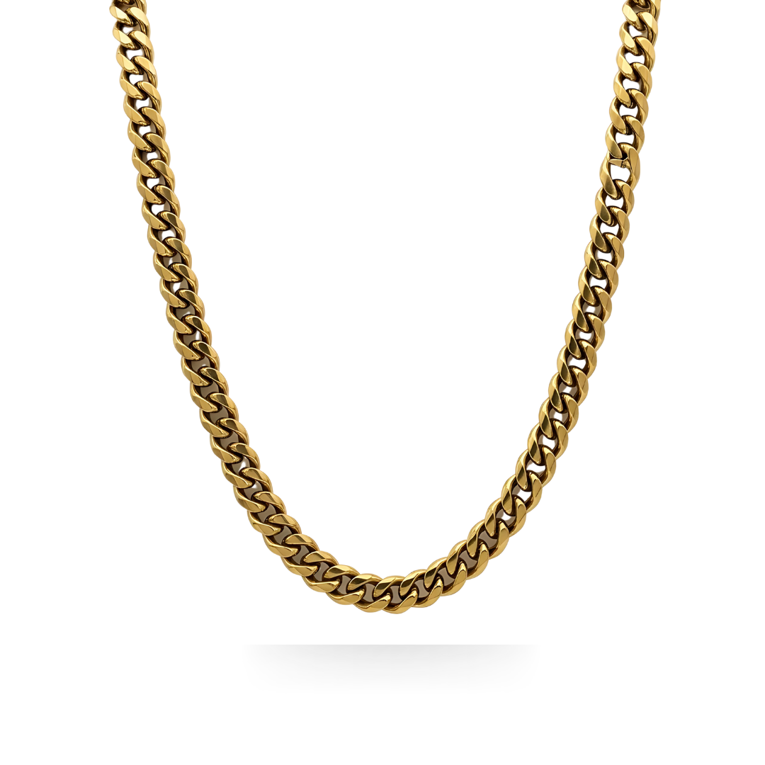 18K Gold Filled Cuban Link Chain Necklace 58cm x  6mm