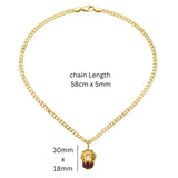 18K Gold Filled Lion Head Necklace – Tarnish-Proof Cuban Link Chain with Ruby & Zirconia Pendant Options