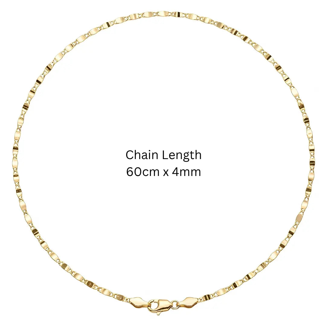 18K Rose Gold Filled Alternating Link Chain Necklace – 60cm Length, Tarnish-Proof Waterproof Disc Station Chain