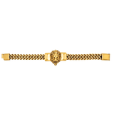 18K Gold Filled Pyramid Stud Bracelet – 20mm Wide Geometric Architectural Rivet Statement Bracelet with Pavé Accents for Men & Women (23cm)
