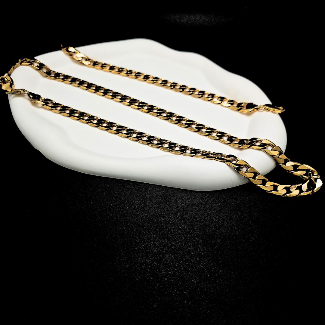 18K Gold Filled 12mm Cuban Link Chain & Bracelet