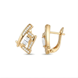 18K Gold Filled Geometric Square Huggie Earrings – Baguette & Pavé Cubic Zirconia Openwork Hoop Earrings