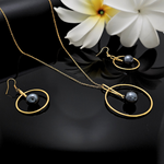 Load image into Gallery viewer, 18K Gold Filled Grey Pearl Set
