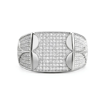 Men's Diamond Pave Signet Ring in Sterling Silver (Tarnish-Proof) - Size 12