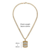 18K Gold Filled 54cm x 6mm Cuban Link Chain Necklace with World Champions Pendant – Fully Polished, Lobster Clasp