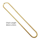 18K Gold Filled 60CM X 4MM Herringbone Chain Necklace for Men and Women -  Tarnish Proof Flat Snake Chain