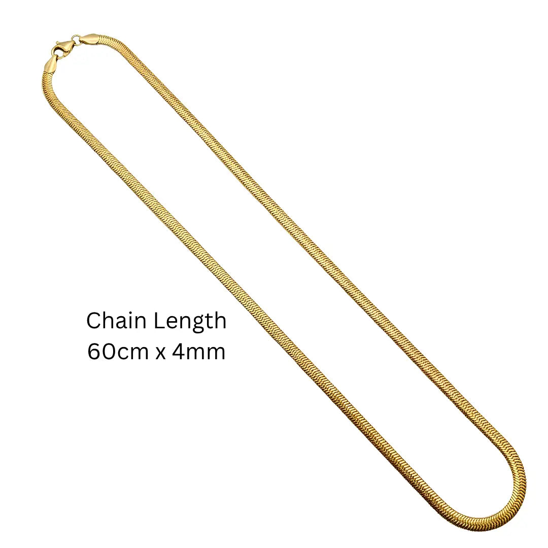 18K Gold Filled 60CM X 4MM Herringbone Chain Necklace for Men and Women -  Tarnish Proof Flat Snake Chain