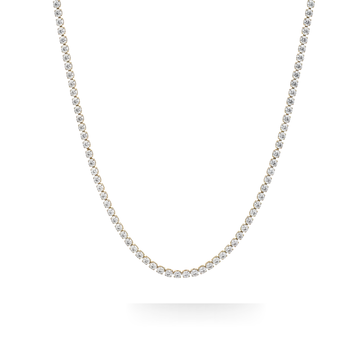 18K Gold Filled Moissanite Diamond Tennis Chain Necklace – Classic Four-Prong Solitaire Tennis Necklace for Men & Women