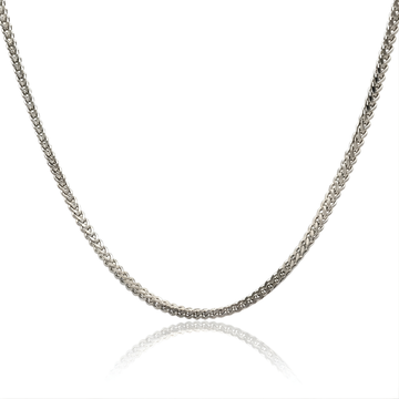 Stainless Steel Silver Woven Franco Wheat Chain Necklace – Tarnish-Proof Braided Link Chain for Men & Women