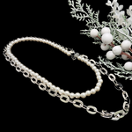 Load image into Gallery viewer, Silver Large Links Chain Duo Necklace
