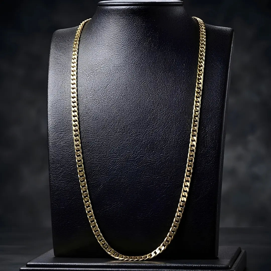 18K Gold Filled 48cm x 4mm Tarnish-Proof Unisex Curb Chain Necklace