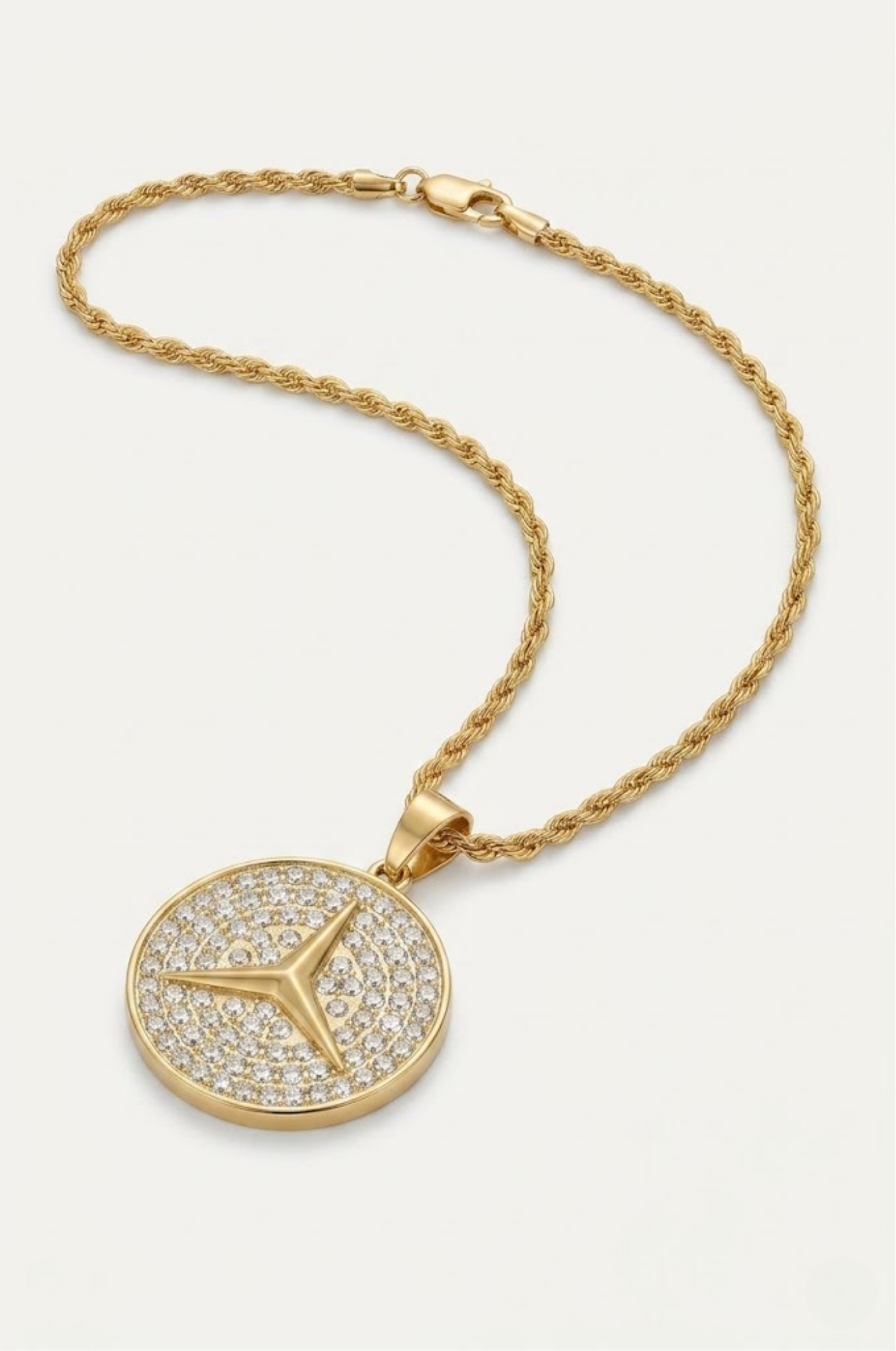 18K Gold Filled Iced Out Luxury Auto-Inspired Medallion Necklace