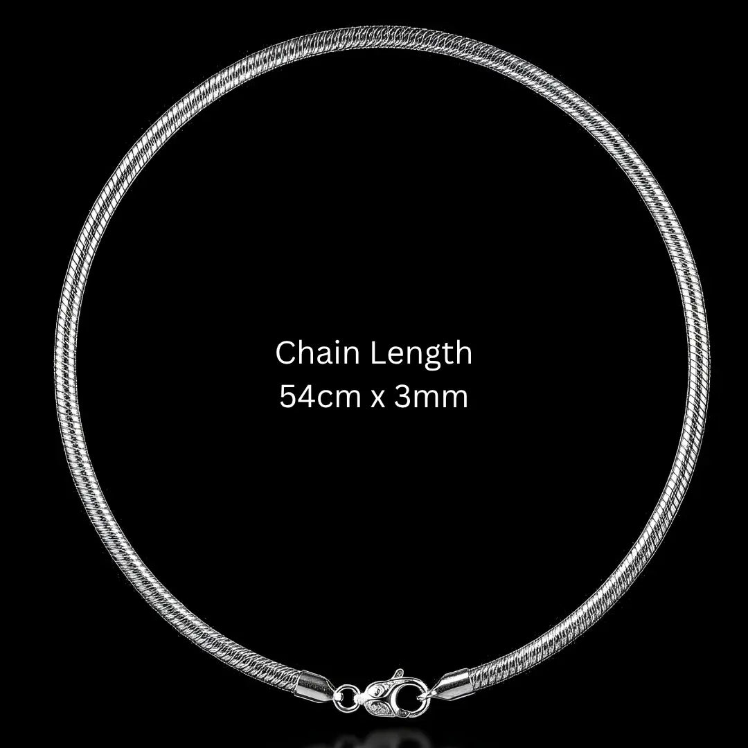Silver 54CM x 3MM Herringbone Chain Necklace for Men and Women -  Flat Snake Chain