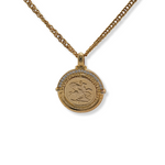 Load image into Gallery viewer, 18K Gold Filled Sovereign Pendant Necklace with CZ
