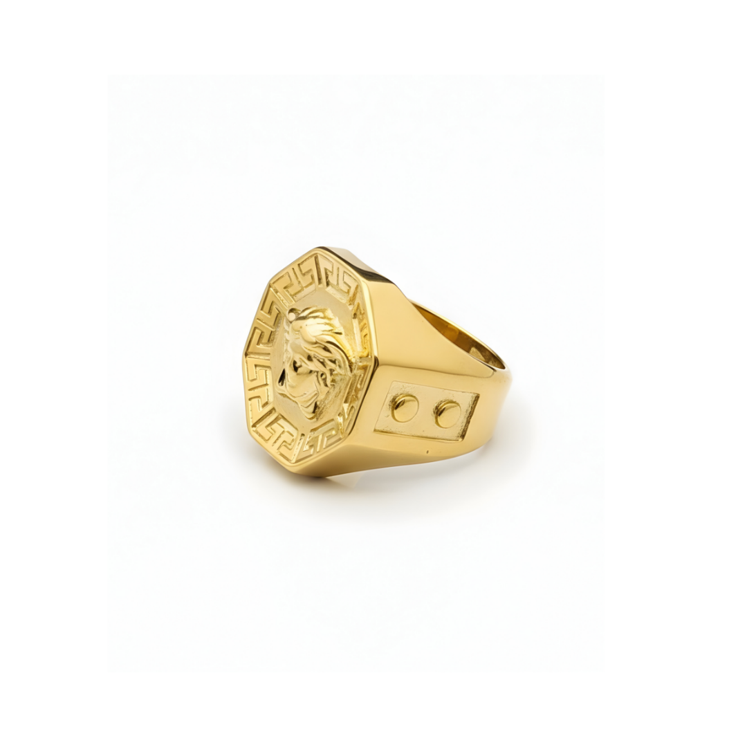 Gold Mythic Head Statement Ring
