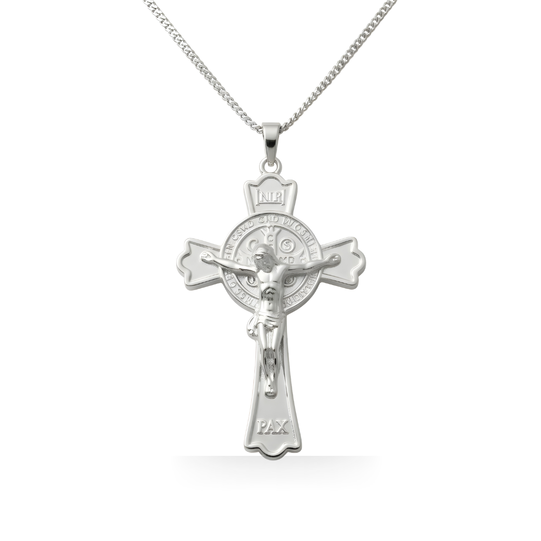 Silver Jesus Crucifixion Cross Necklace