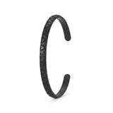 Tarnish-Proof Black Geometric Open Cuff Bracelet – Adjustable Engraved Triangle Pattern Metal Bangle for Men