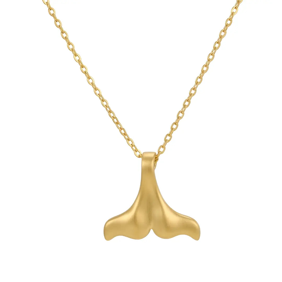 18K Gold Filled Hawaiian Whale Tail Pendant Necklace – 20mm x 28mm Ocean Fluke Charm with 68cm Adjustable 2mm Cable Chain for Men