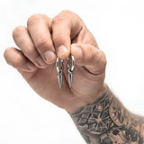 Men’s Silver Spike Hoop Earrings 18mm – Tarnish-Proof Stainless Steel Punk Dangle Huggie Earrings for Men