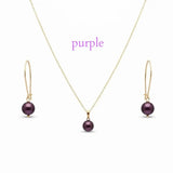 18K Gold Filled Multi-Color Pearl Necklace & Drop Earrings Set – 12mm High-Luster Pearl with 60cm Cable Link Chain in 7 Vibrant Shades