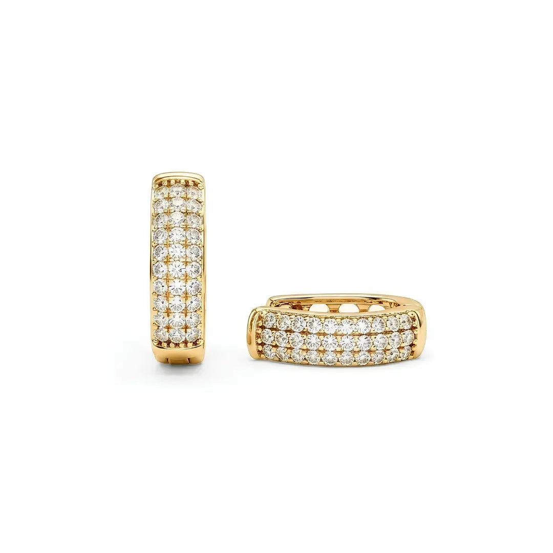 18K Gold Filled Diamond Huggie Earrings – 12mm Delicate Pavé Crystal Mini Hoop Earrings for Women