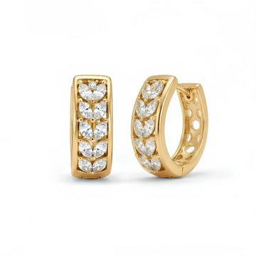 18K Gold Filled Diamond Huggie Earrings – 12mm Delicate Pavé Crystal Mini Hoop Earrings for Women