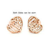 18K Gold Filled Rose Gold Heart Huggie Earrings – 12mm Reversible Textured 2-in-1 Dainty Hoop Earrings for Women