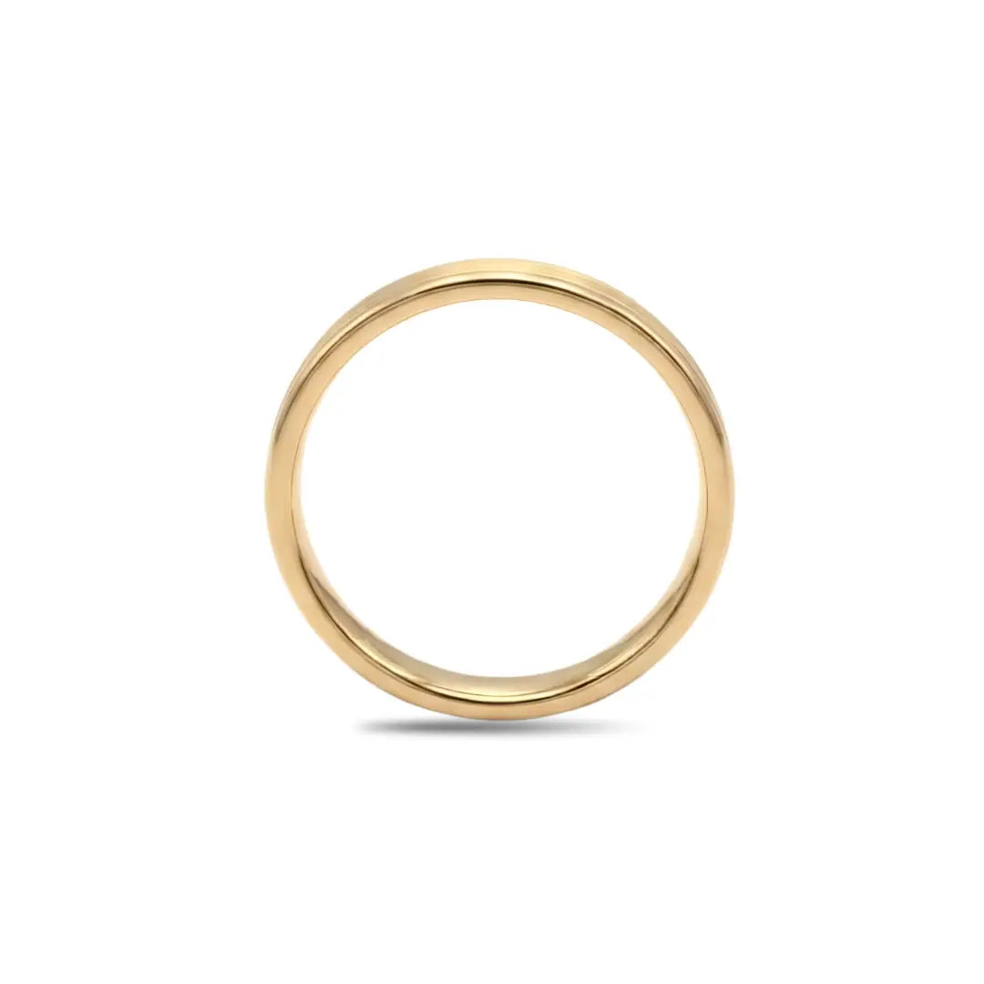 18K Gold Filled Brushed Center Band Ring – 4mm Slim Dual-Finish Satin & Polished Beveled Edge Ring
