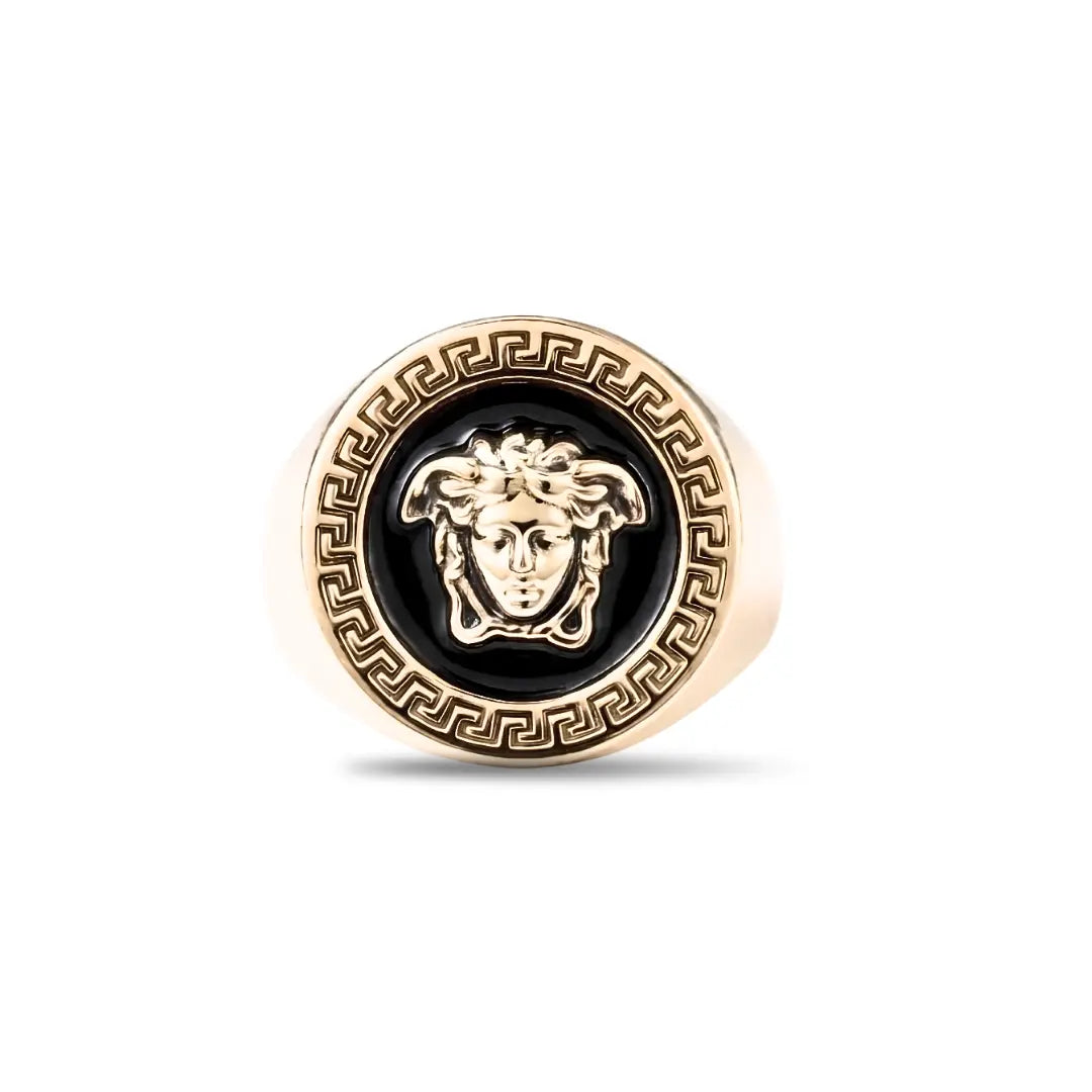 18K Gold Filled Imperial Crest Ring – Sculpted Heraldic Signet Statement Ring for Men