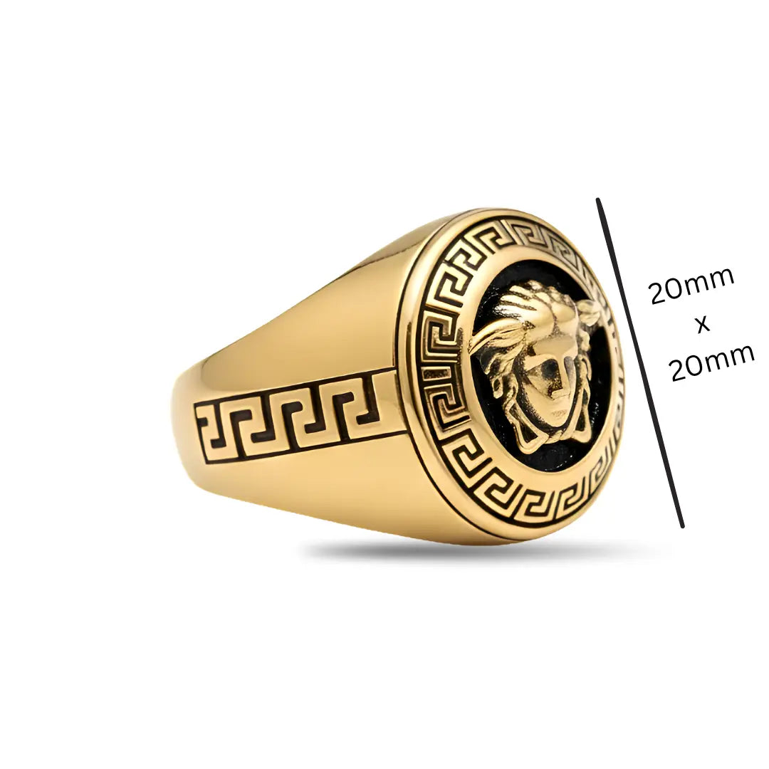 18K Gold Filled Legendary Face Ring – Sculpted High-Relief Figural Statement Signet for Men