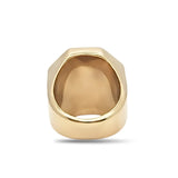 18K Gold Filled Greek Mythology Octagon Signet Ring – High-Relief Mythic Motif with Black Enamel Center & Meander Border